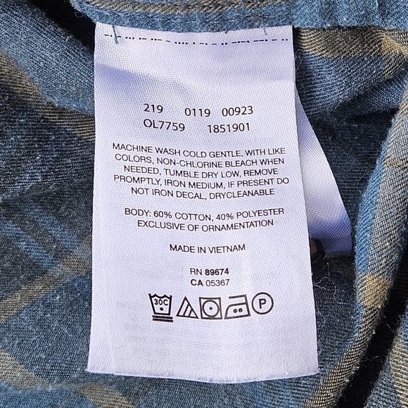 Mountain Hardwear Long Sleeve Flannel Plaid Turquoise Button Up Shirt Women's S - Picture 11 of 14